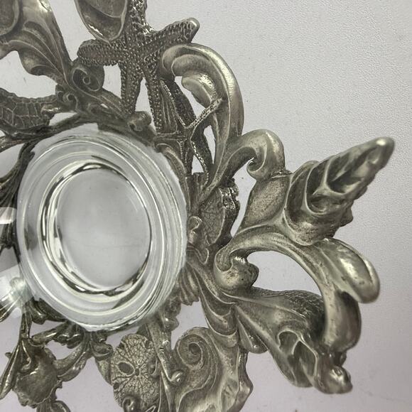 Seagull Canada Pewter Seashell Footed Plate/Bowl Stand Holder With bowl 7” HTF - Picture 16 of 16